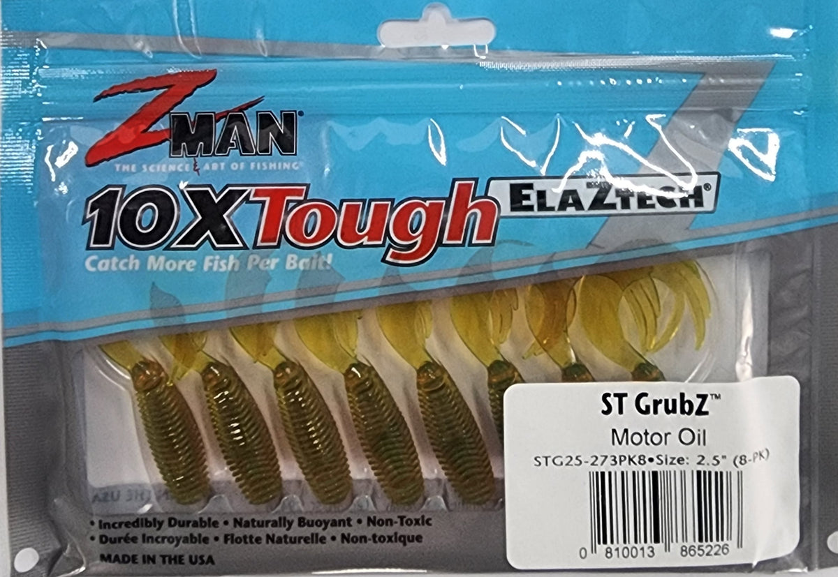 Zman ST Grubz Soft Plastic Lure - 2.5 Motor Oil Zman is available in a  range of styles and colors